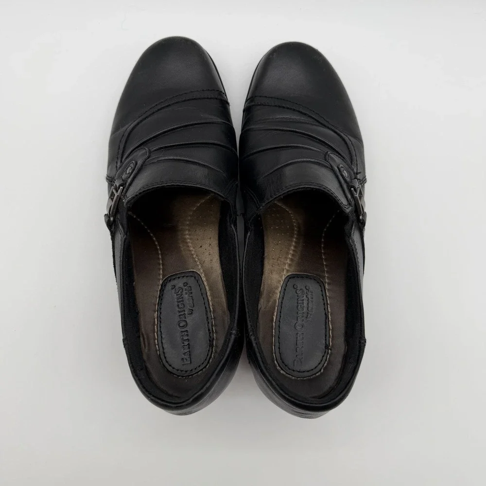 Earth Origins Women's Roxanne Slip-On Comfort Buckle Black Leather Size 8